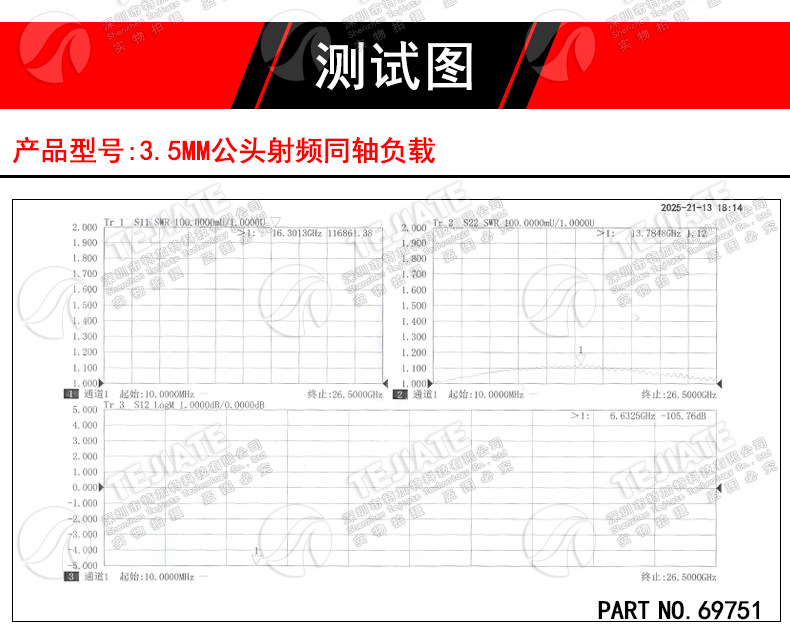 3.5mm射频同轴负载 3.5MM-JR 2W DC-26.5GHz 3.5公头高频测试堵头