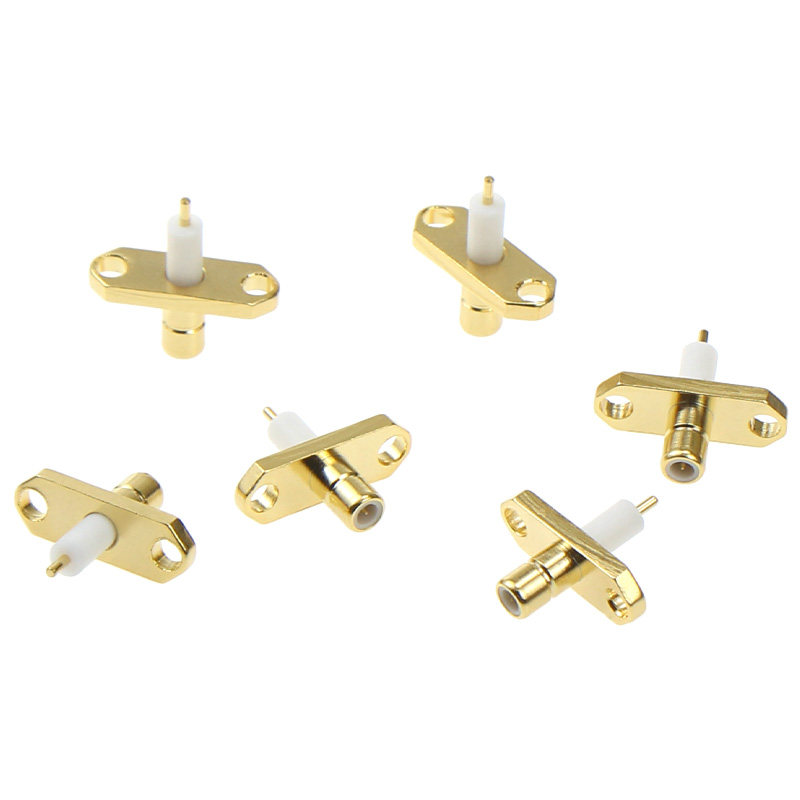 SMB-JFD SMB公头带两孔菱形法兰微带穿墙可固定面板射频连接器 