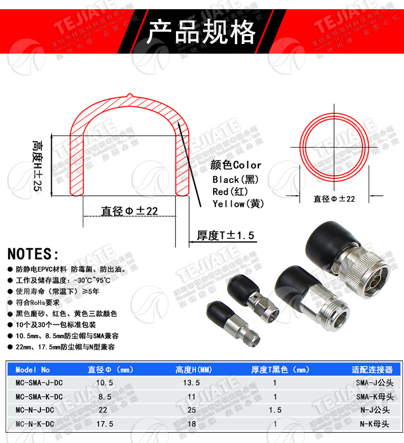 SMA防尘帽 N型保护帽 SMA/N射频连接器公母头 PVC滴塑接头防尘套