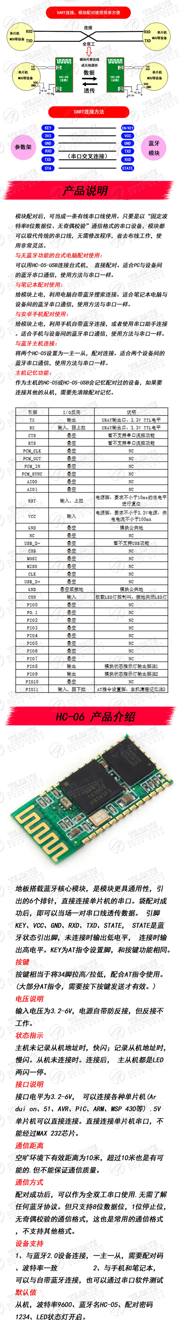 HC-05-06主从机一体蓝牙模块板DIY无线串口透传电子模块BLE