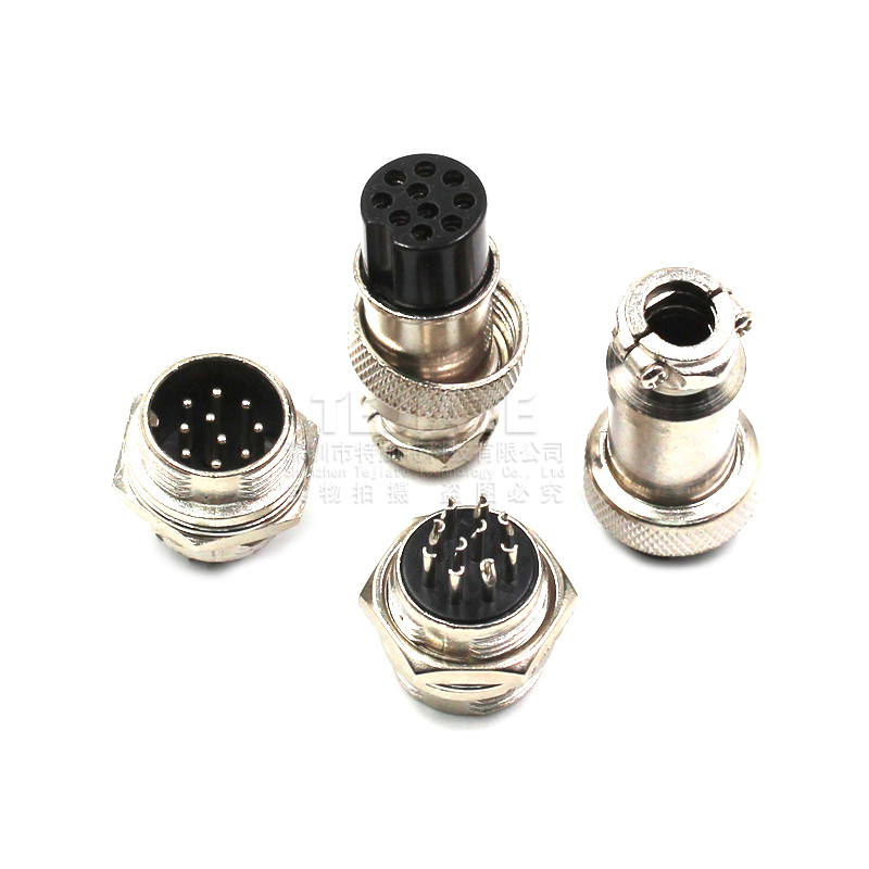 航空插座接头16mm插头+插座 GX16-10芯电缆连接器 GX16航空插头 TEJIATE/特加特