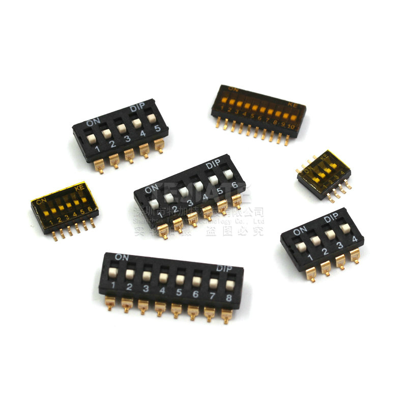 贴片拨码开关 2p 4p 6p 8p指拨/地址开关 黑色脚距2.54MM 1.27MM TEJIATE/特加特