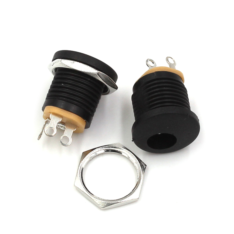 螺纹 配螺母 圆形 DC-022 电源座子 5.5-2.1mm内径 插座(10个) 