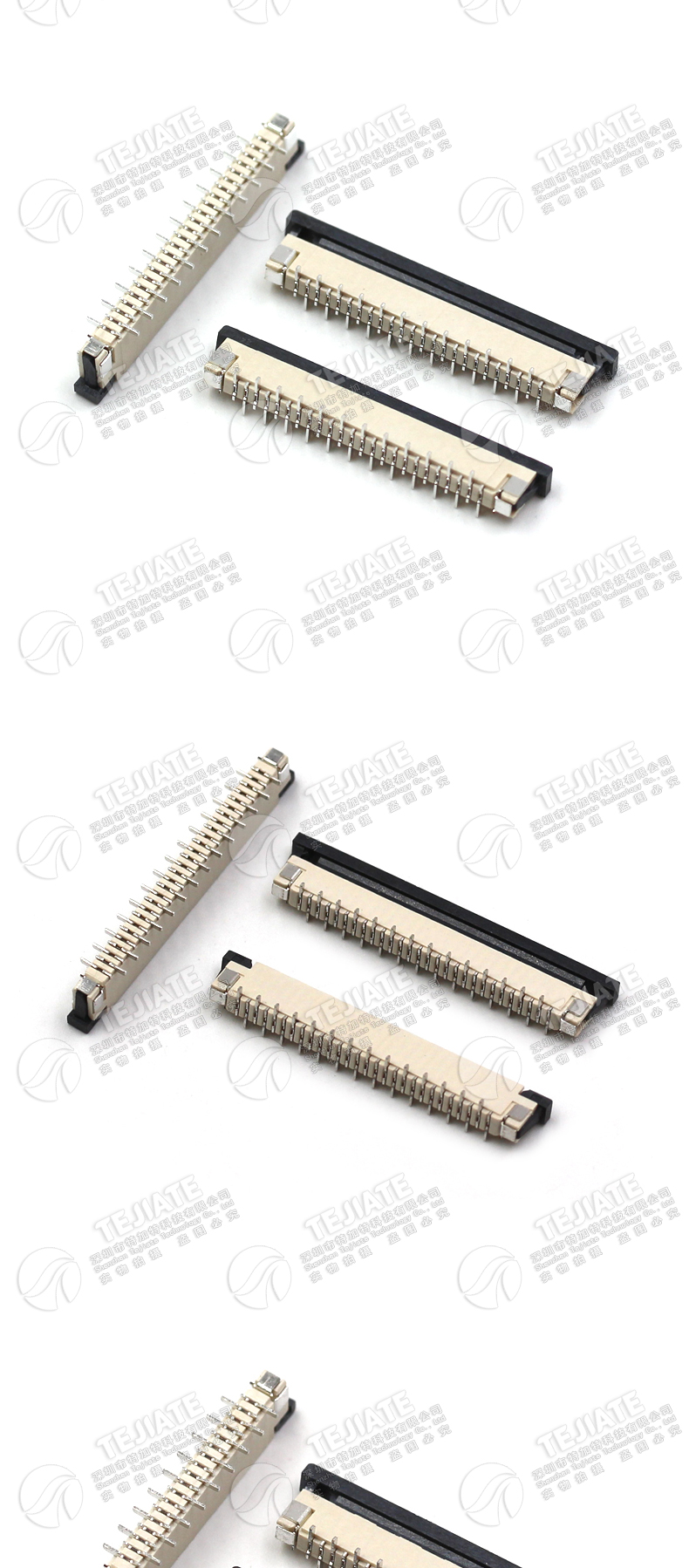 FPC连接器 FFC排线插座 1.0mm 立式贴片带锁扣4P6P8P12P20P24~28P