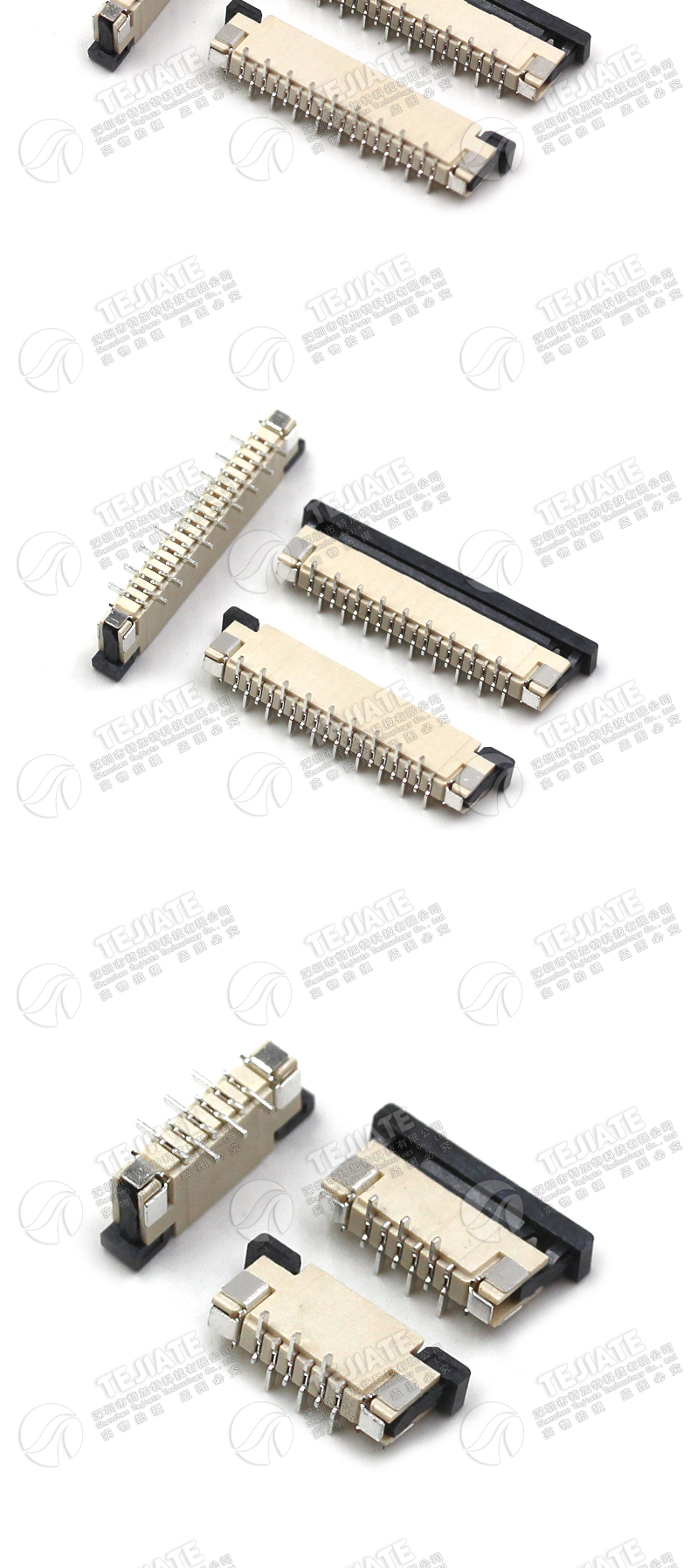 FPC连接器 FFC排线插座 1.0mm 立式贴片带锁扣4P6P8P12P20P24~28P