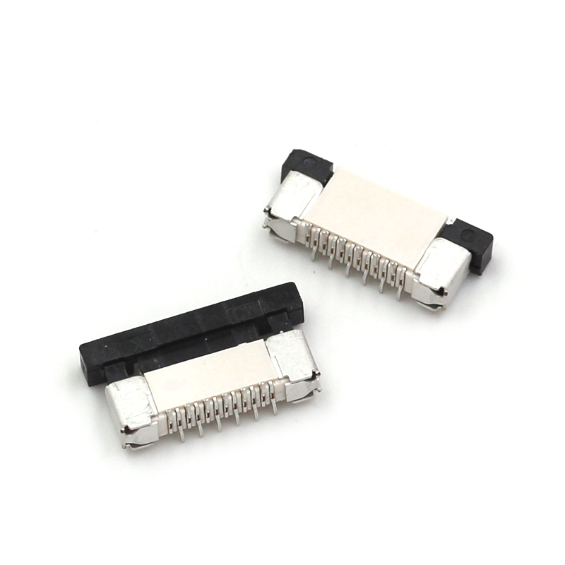 FPC/FPC立式插座FFC软排线连接器0.5mm-12P立贴错位带锁12Pin 