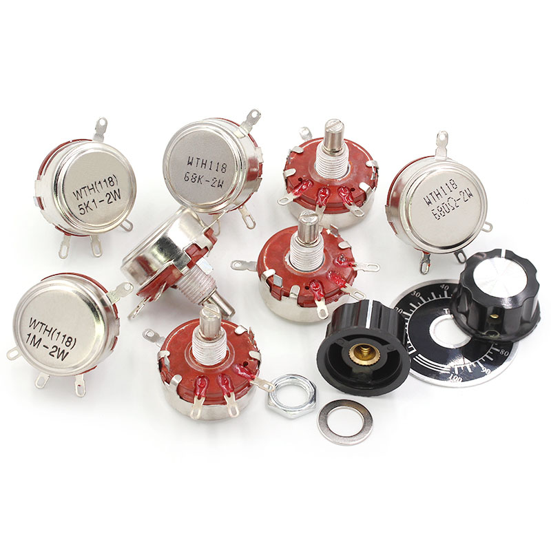WTH118-1A 2W单圈碳膜电位器+旋钮+刻度片1K/2K/24K/10K/100K/47K TEJIATE/特加特
