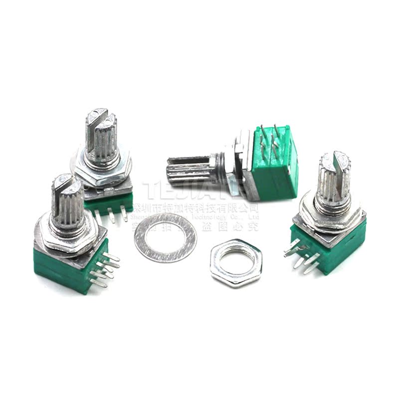 单双联6脚 09型 音响/功放/密封电位器 B10K/B50K/B100K 柄长15MM 