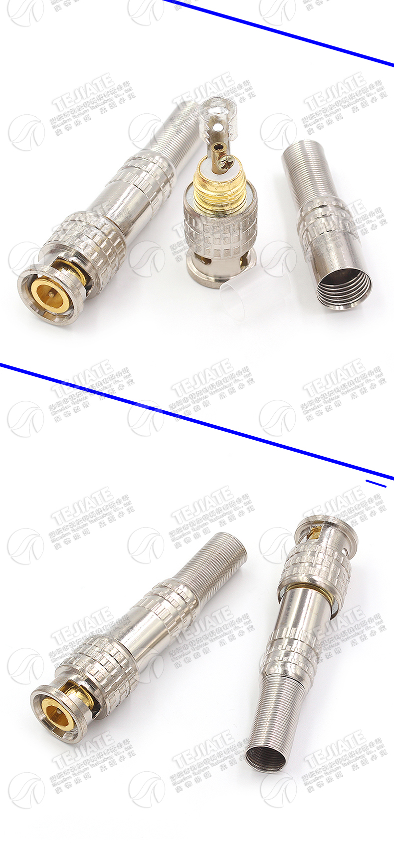 免焊BNC接头铜芯监控接头模拟摄像机头75-3-5视频线Q9公头/母接口