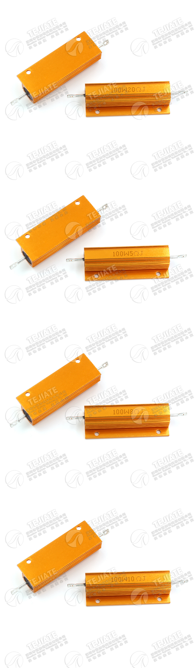 黄金铝壳大功率电阻器RX24-100W 1 2 3 5 10 20 50 100 R欧10K 1K
