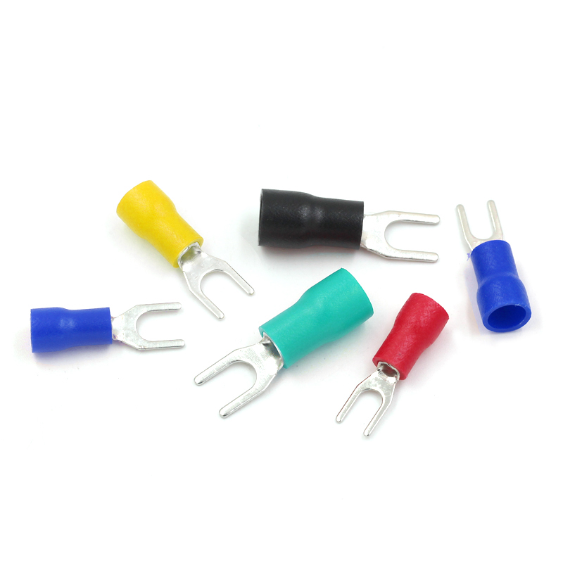 冷压接线端子SV3.5-4叉形U型Y型绝缘插片插簧连接器SV1.25-3 铜头 