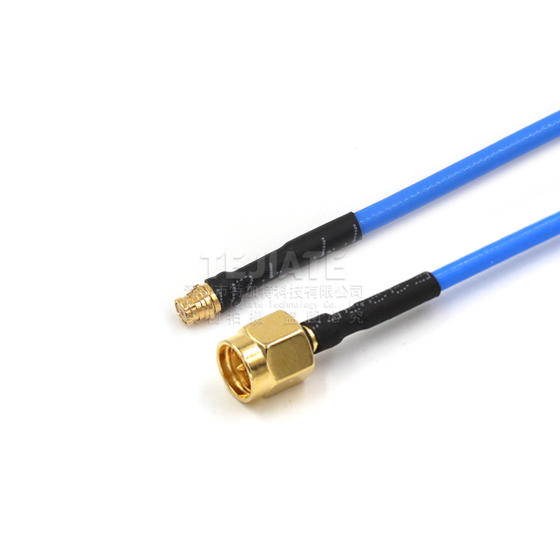 SMP-KB2母头射频同轴连接线 SMP母头转SMA公头 RG405蓝色半柔线 TEJIATE/特加特