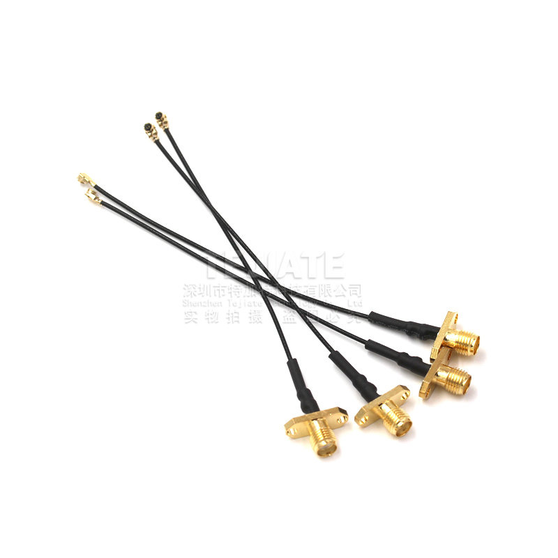 SMA-KF/IPX-1.13跳线SMA两孔法兰菱形转IPEX外螺内孔天线转接馈线 TEJIATE/特加特