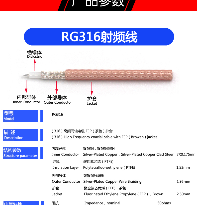 RG316镀银射频连接跳线 SSMB/SMA-KK-KJ BNC公转SSMB母转接延长线