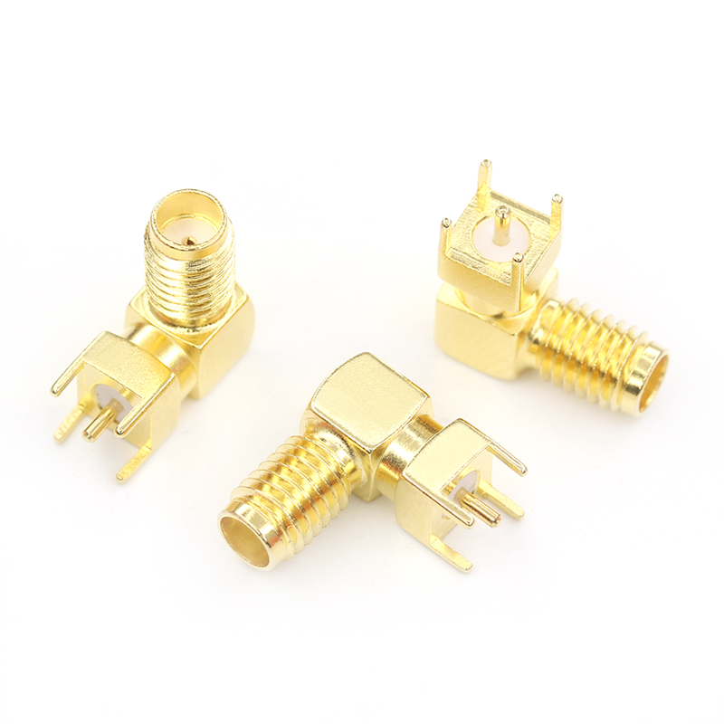 SSMA-KWE 焊板母座mini sma90°弯母头 pcb固定面板 SSMA-KWHD TEJIATE/特加特