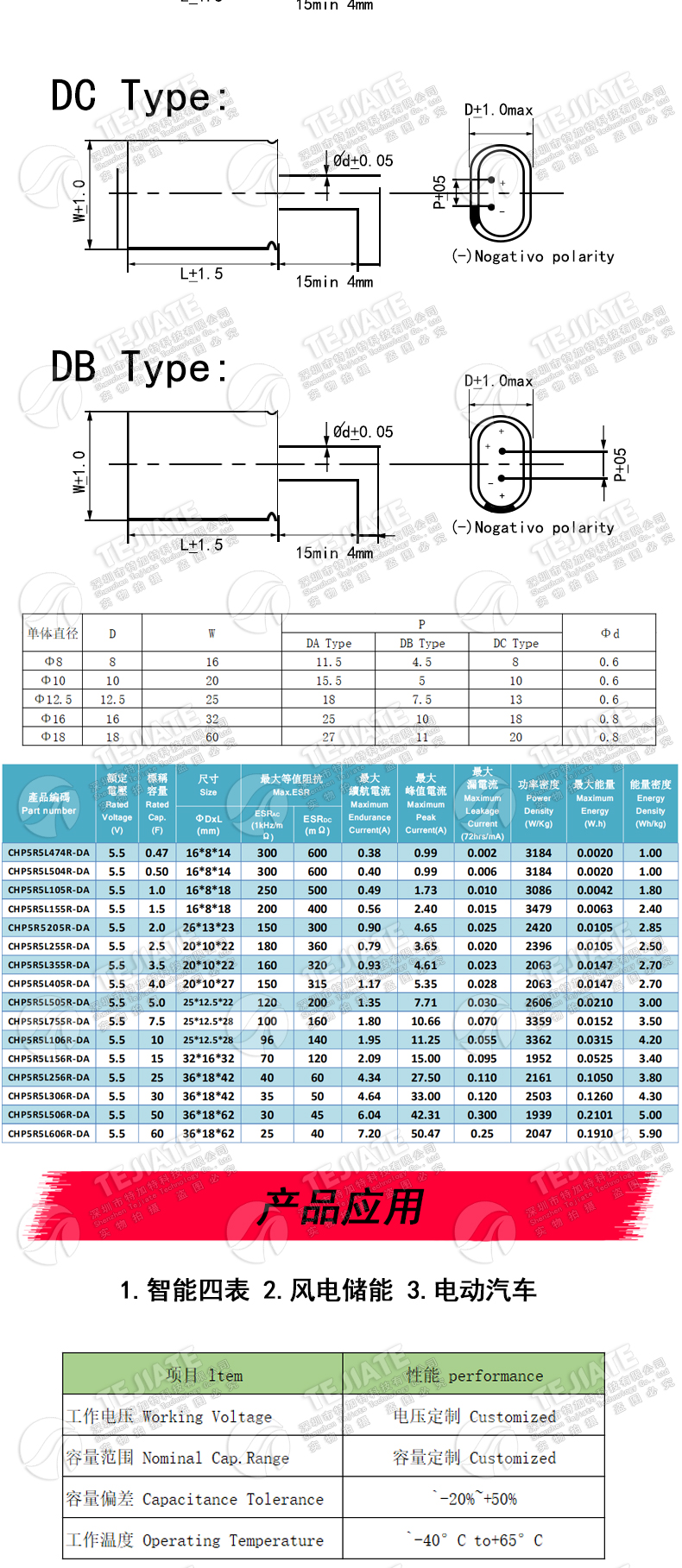 法拉电容5.5V 2.7/3.8伏C/V/H/R/组合型锂离子双层耐高温超级电容