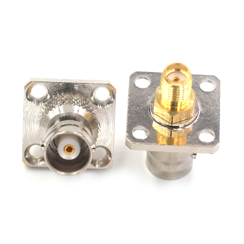 BNC转SMA转接器 BNC/SMA-KFK-KKF Q9示波器母头带小方板法兰固定 TEJIATE/特加特