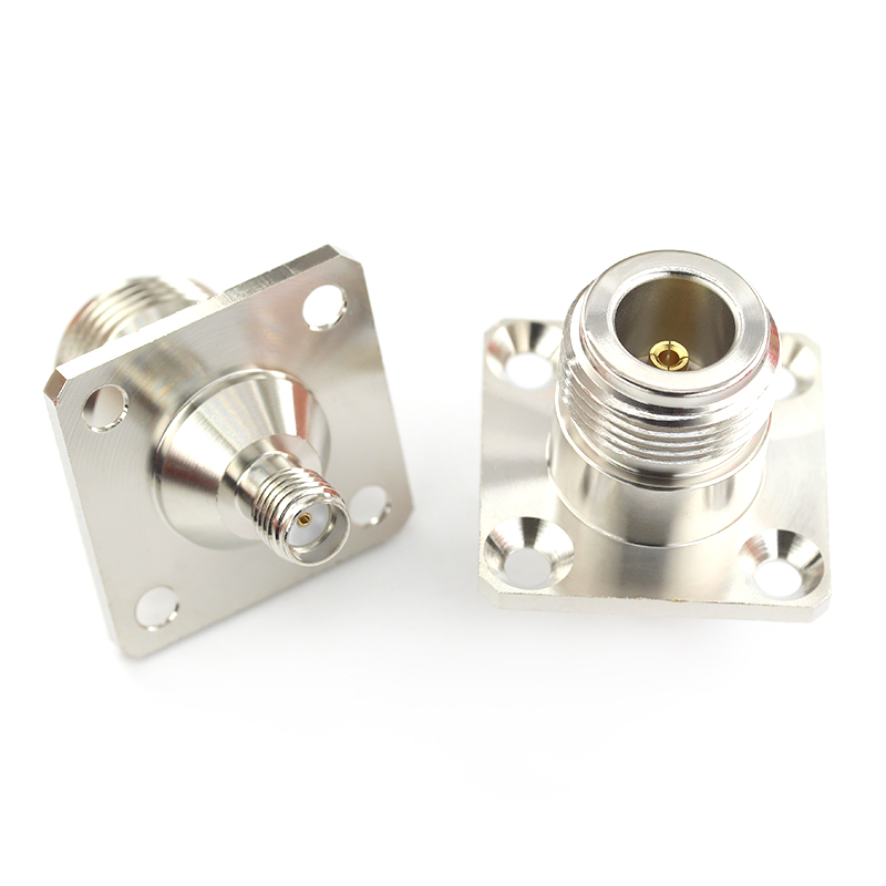 特加特射频转接头 N/SMA-KFK-KKF N母转SMA母 4孔方板法兰固定 6G TEJIATE/特加特