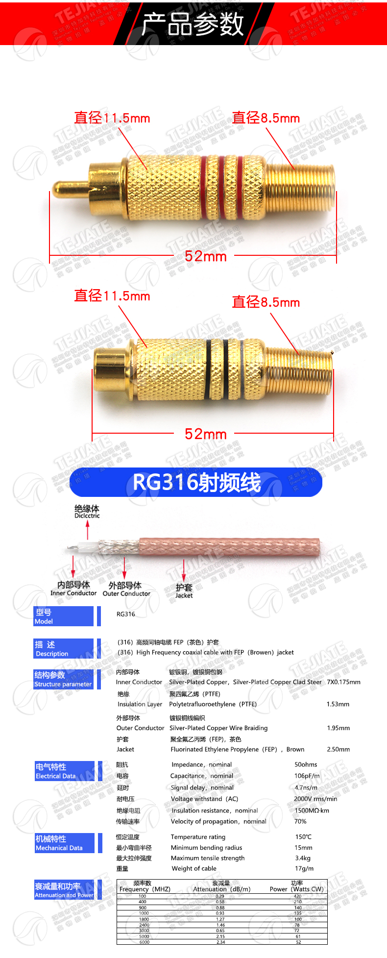 RCA转RCA莲花公转母连接线RCA一分二/一分三AV视频功放音频延长线
