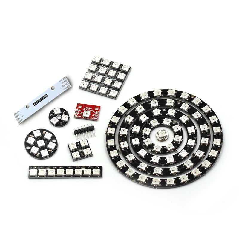 WS2812 5050 RGB LED内置全彩驱动幻彩灯开发板模块方形圆形LED灯 TEJIATE/特加特
