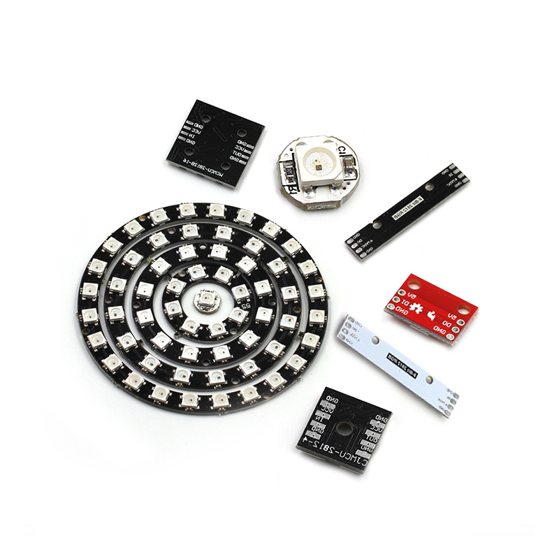 WS2812 5050 RGB LED内置全彩驱动幻彩灯开发板模块方形圆形LED灯 TEJIATE/特加特