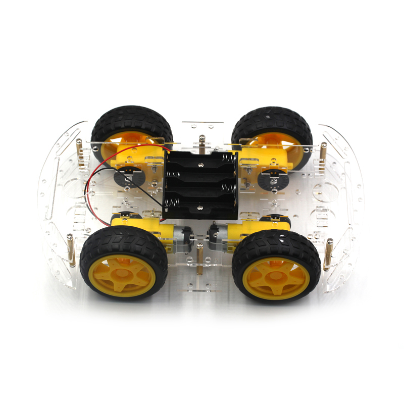 智能小车底盘 4WD 四轮驱动双层板4电机智能车循迹 避障DIY套件 TEJIATE/特加特