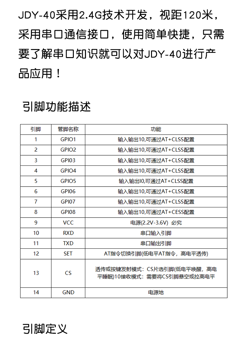 JDY-40 2.4G无线串口透传 收发一体远距离通信模块免开发 超24L01