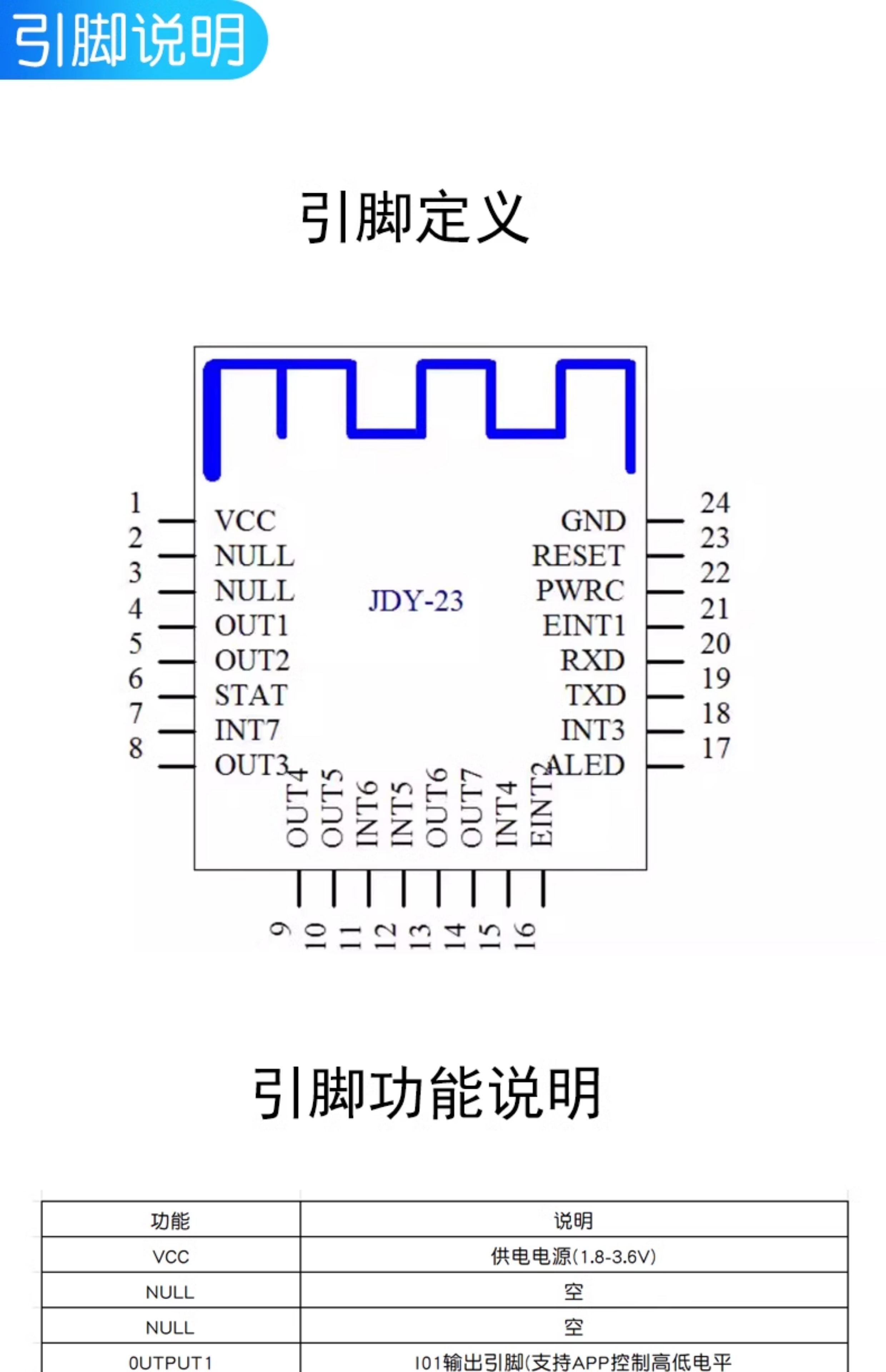 JDY-23 超低功耗5.0蓝牙从机模块 串口透传 BLE IBEACON 蓝牙数传