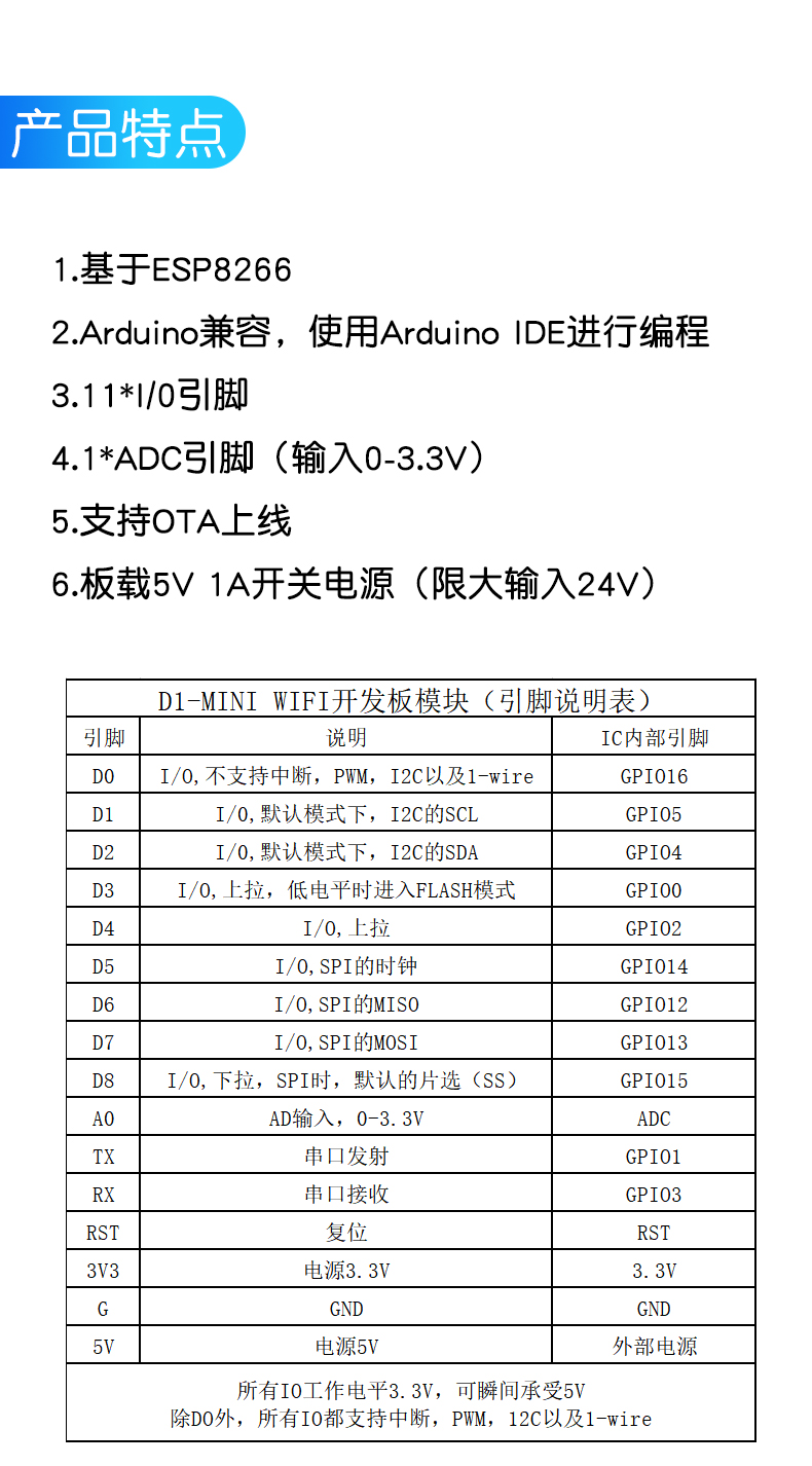 MINI PRO mini D1 升级版 WIFI 升级版基于ESP8266 WIFI模块
