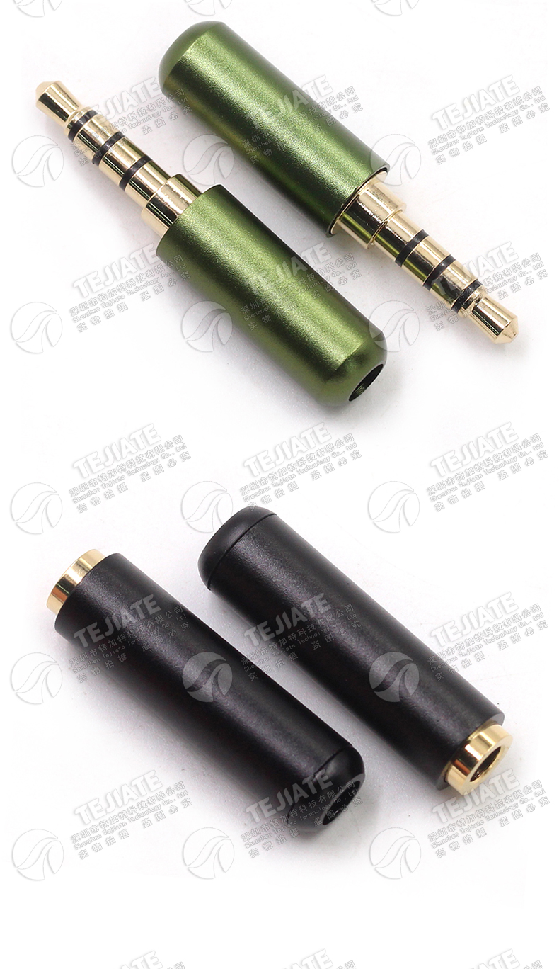 3.5mm立体声耳机插头3节4节段级带麦小四芯母座4.4平衡维修焊接式