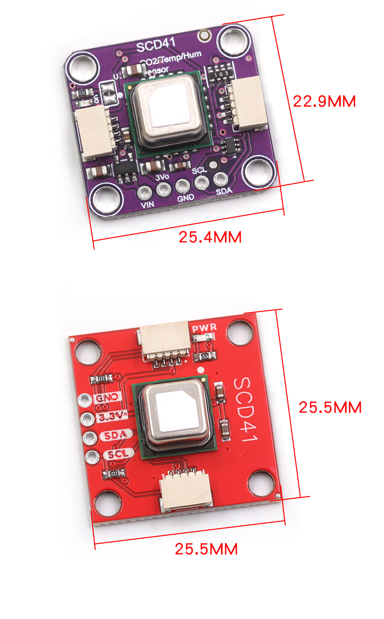 SCD40 SCD41气体传感器模块检测CO2二氧化碳 温湿度二合一I2C通讯