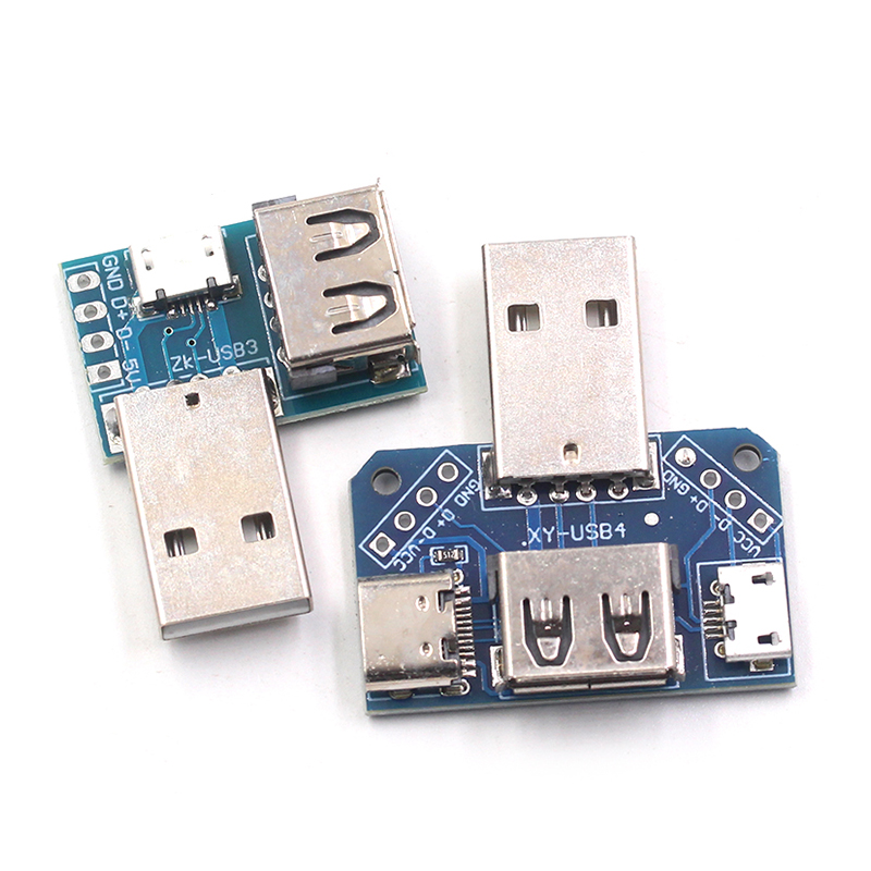 USB转接板 公头转母头转 microUSB转header/Type-C 4P 2.54mm直插 TEJIATE/特加特
