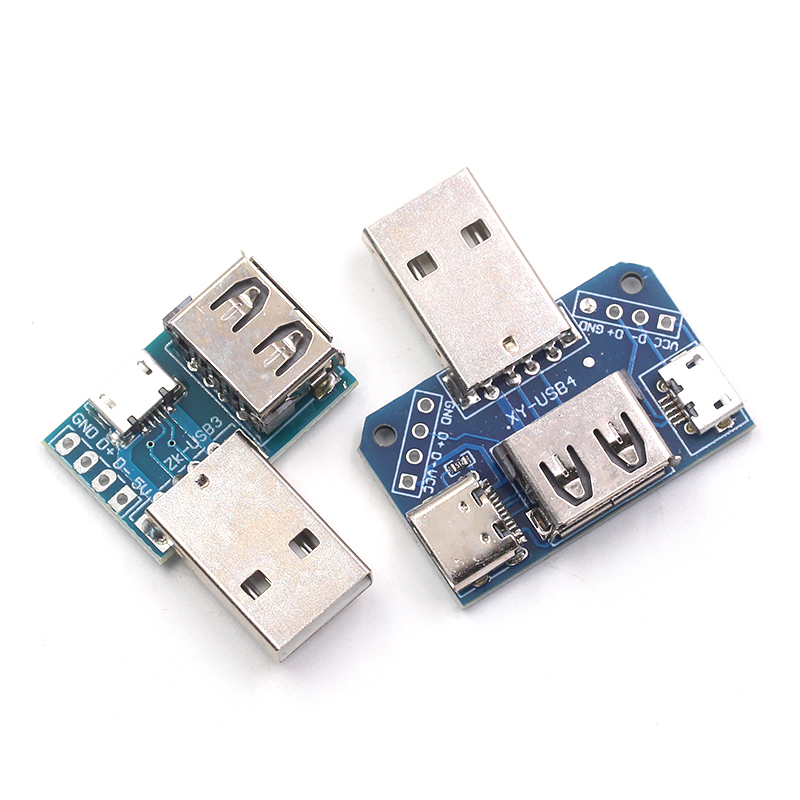 USB转接板 公头转母头转 microUSB转header/Type-C 4P 2.54mm直插 TEJIATE/特加特
