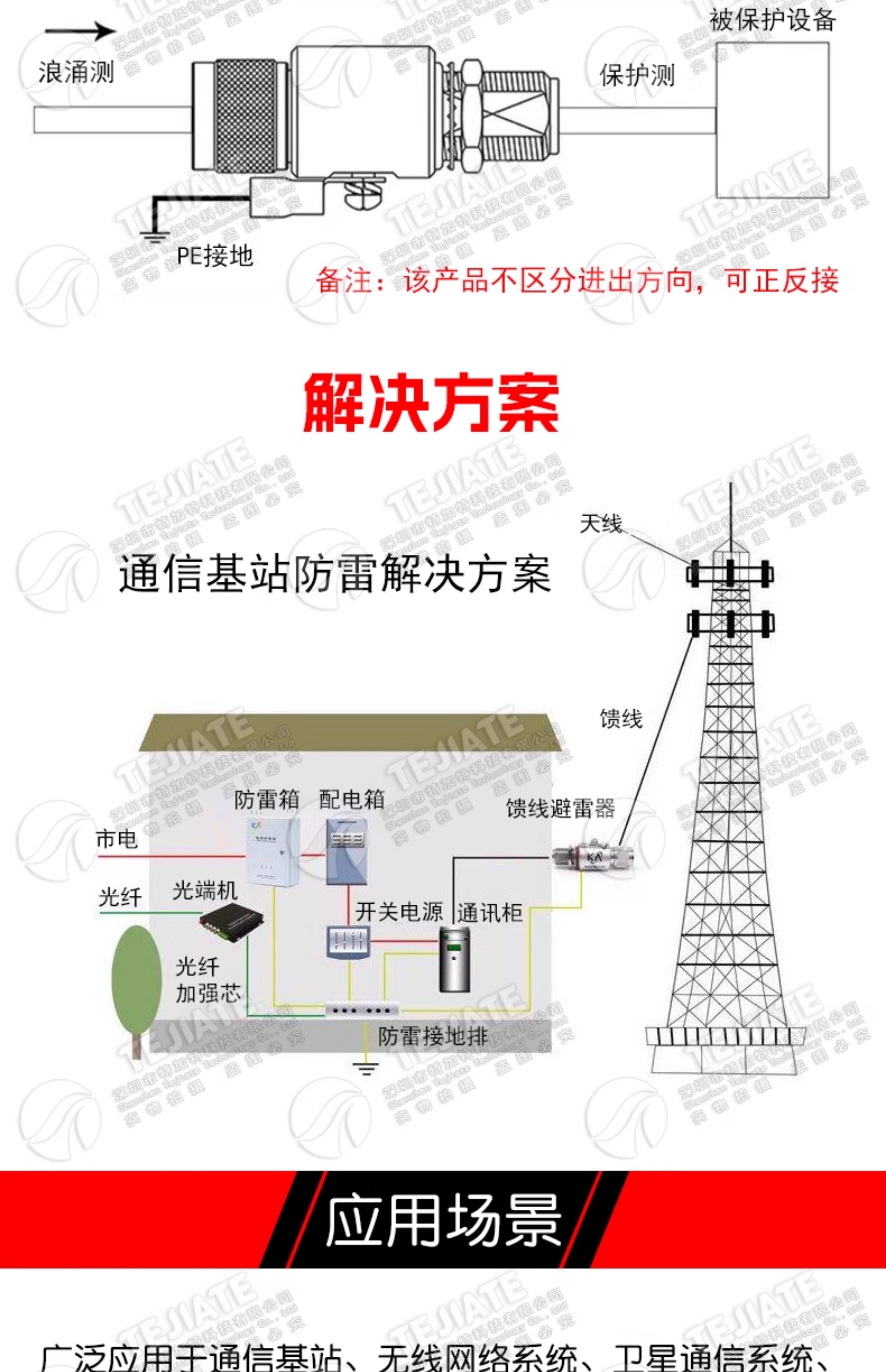 UHF-JK-3G-BLQ SL16公转母穿墙避雷器 UHF天馈电涌防雷器DC-3GHz