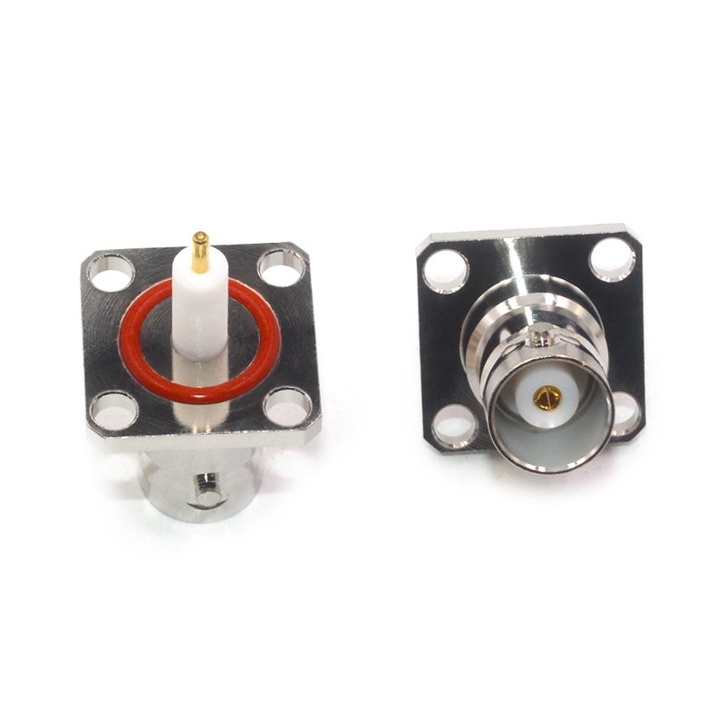 BNC-KFD9 BNC母头带防水四孔法兰固定 BNC-KFD微带焊接母座连接器 