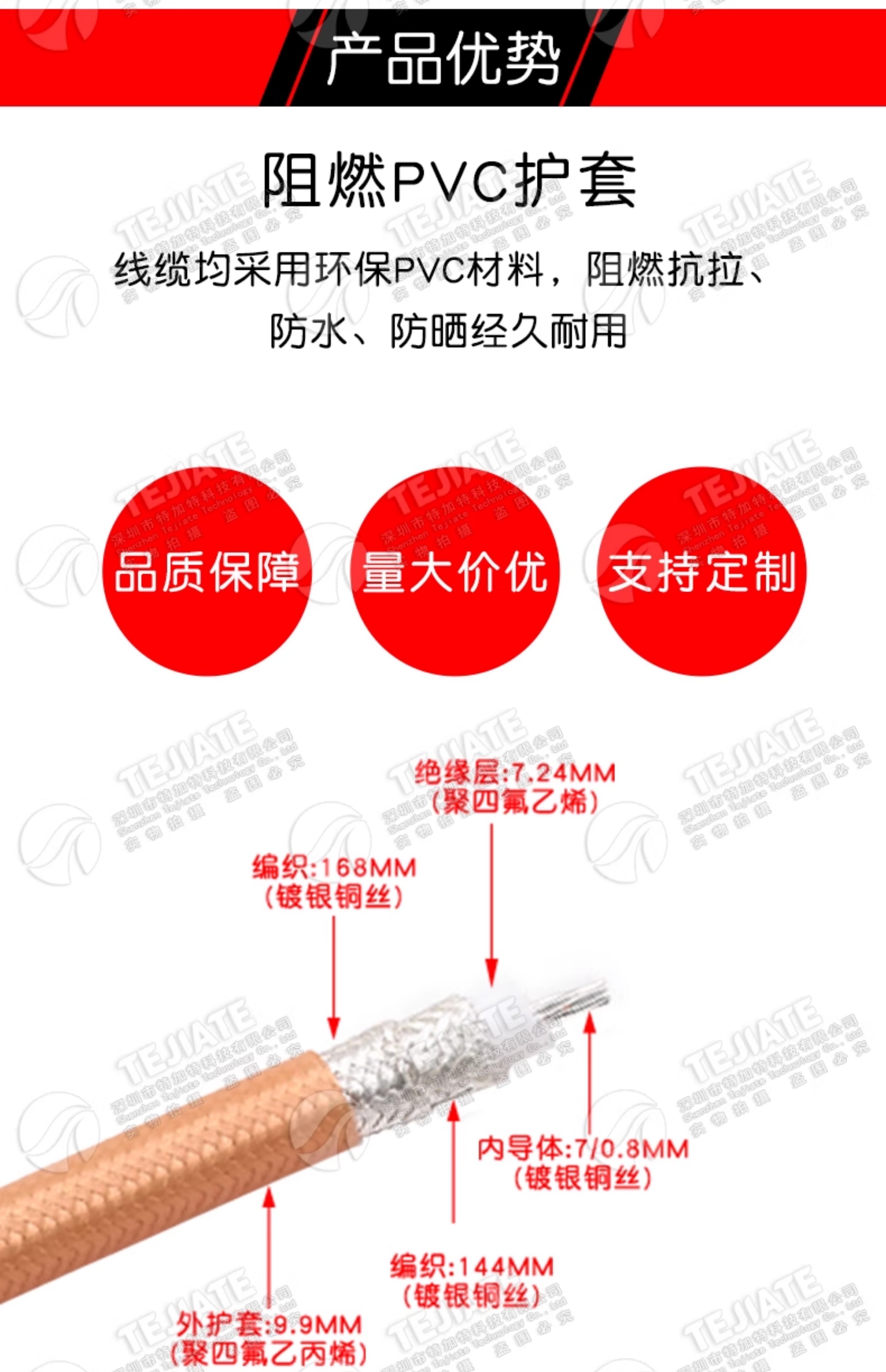 HN/N-JJ大功率射频线HN公转N公头RG393双屏蔽镀银耐高温电缆50-7