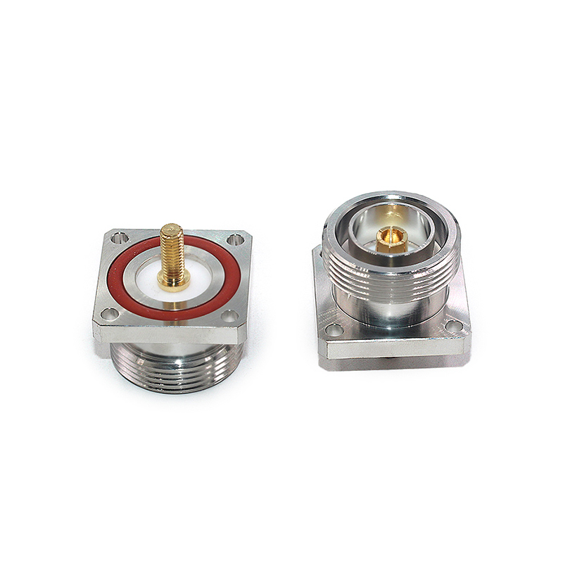 L29-KFD-M5 DIN母座带M5螺纹带防水圈四孔法兰固定连接器L29-M5 