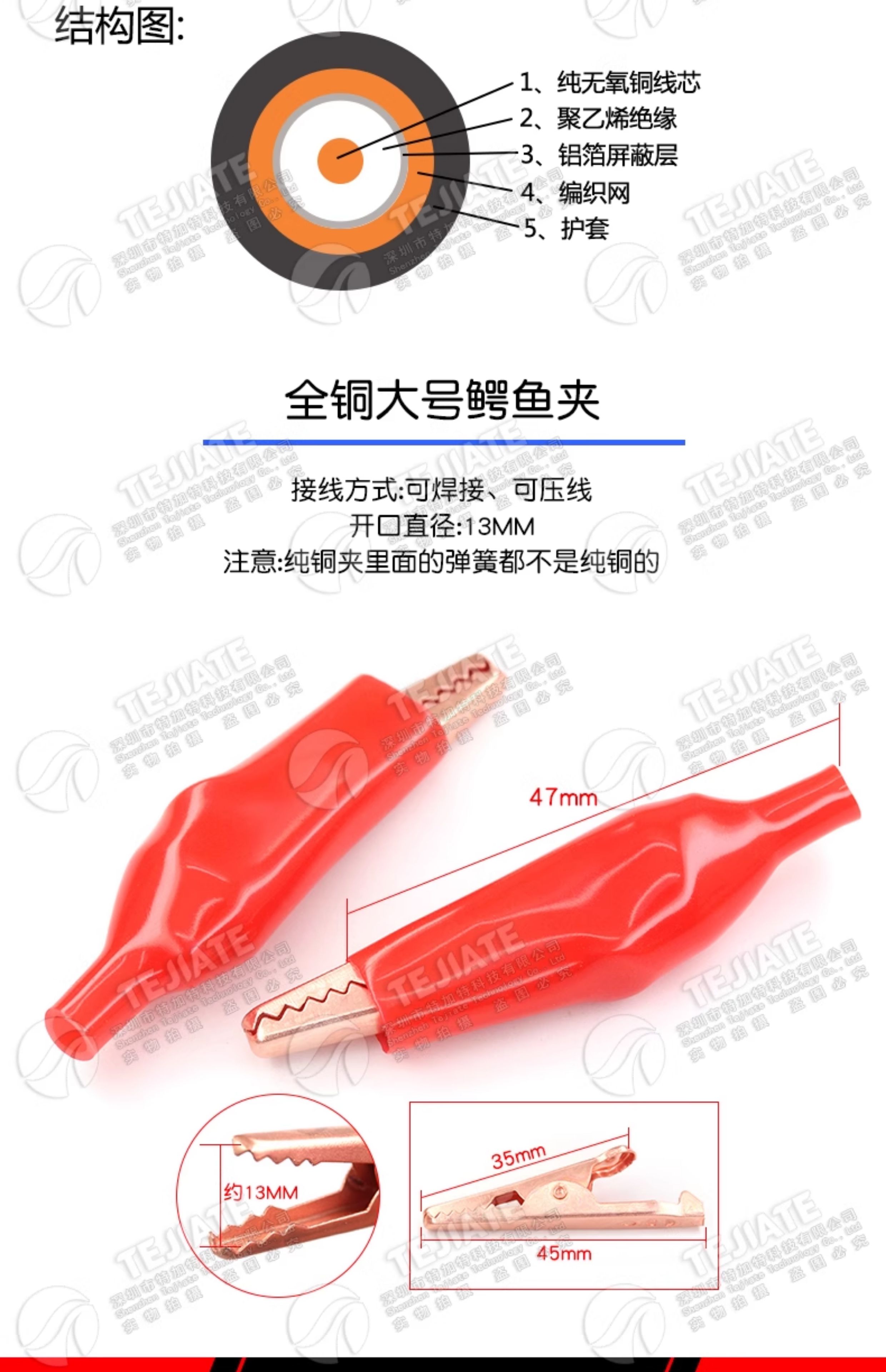 Q9/N/TNC/SMA转鳄鱼夹测试线 BNC转鳄鱼夹线RG58示波器信号延长线