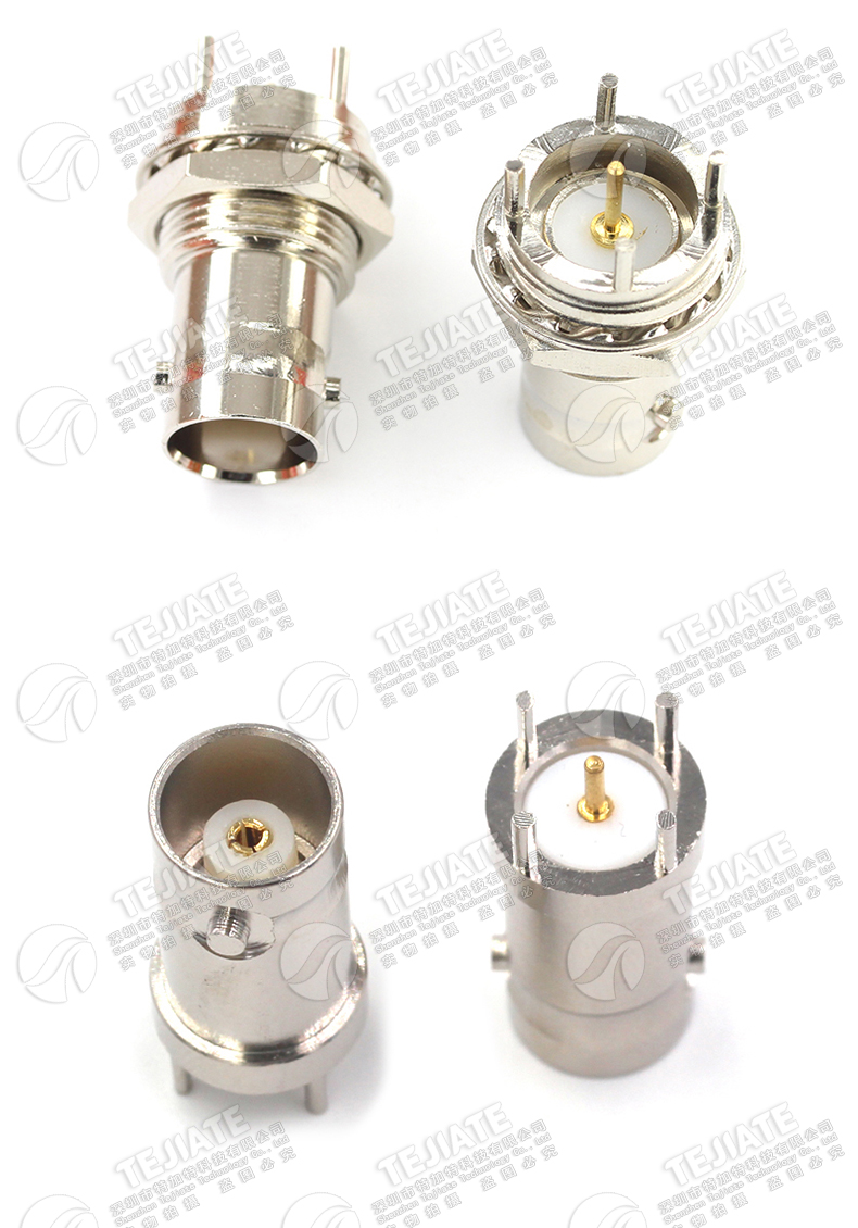 BNC射频连接器 BNC-KE PCB面板固定插座全铜 BNC-KHD立式母座50欧