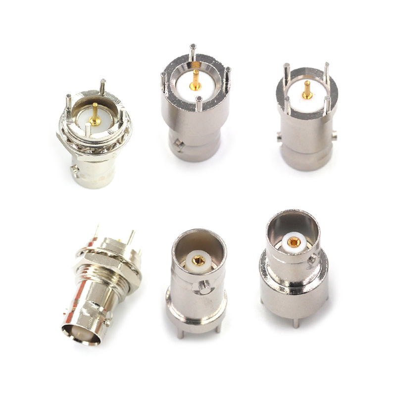 BNC射频连接器 BNC-KE PCB面板固定插座全铜 BNC-KHD立式母座50欧 