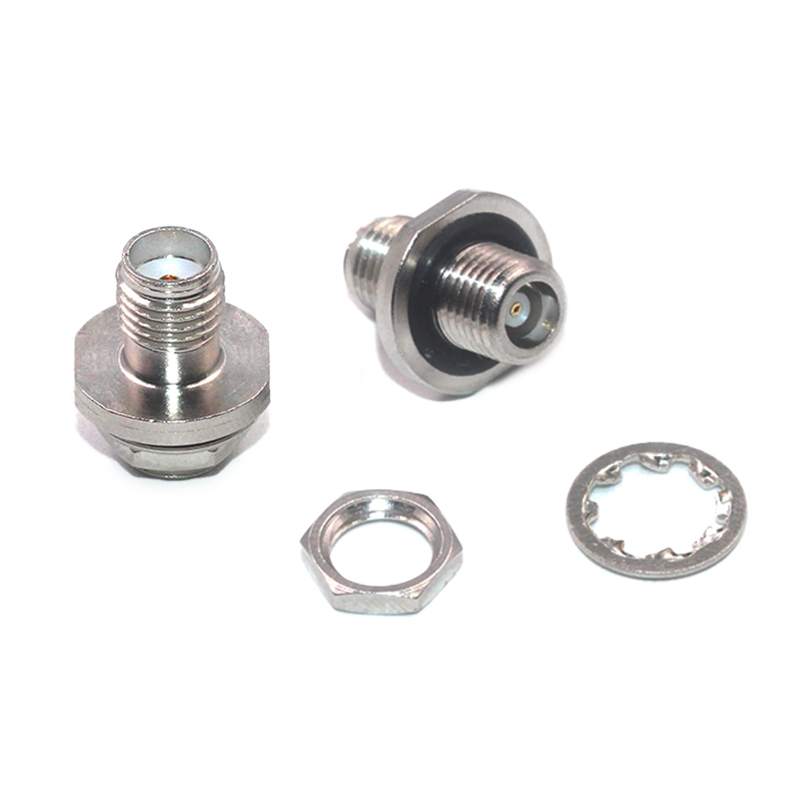 SMA/MCX-KKY螺母后置 SMA母转MCX母带螺母固定面板穿墙连接器 