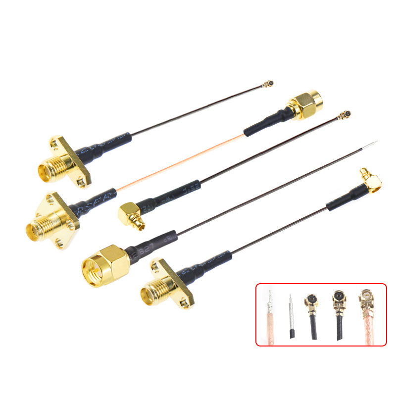 IPEX转菱形法兰盘2孔外螺内孔SMA-KF射频转接线4孔连接线MMCX弯头 